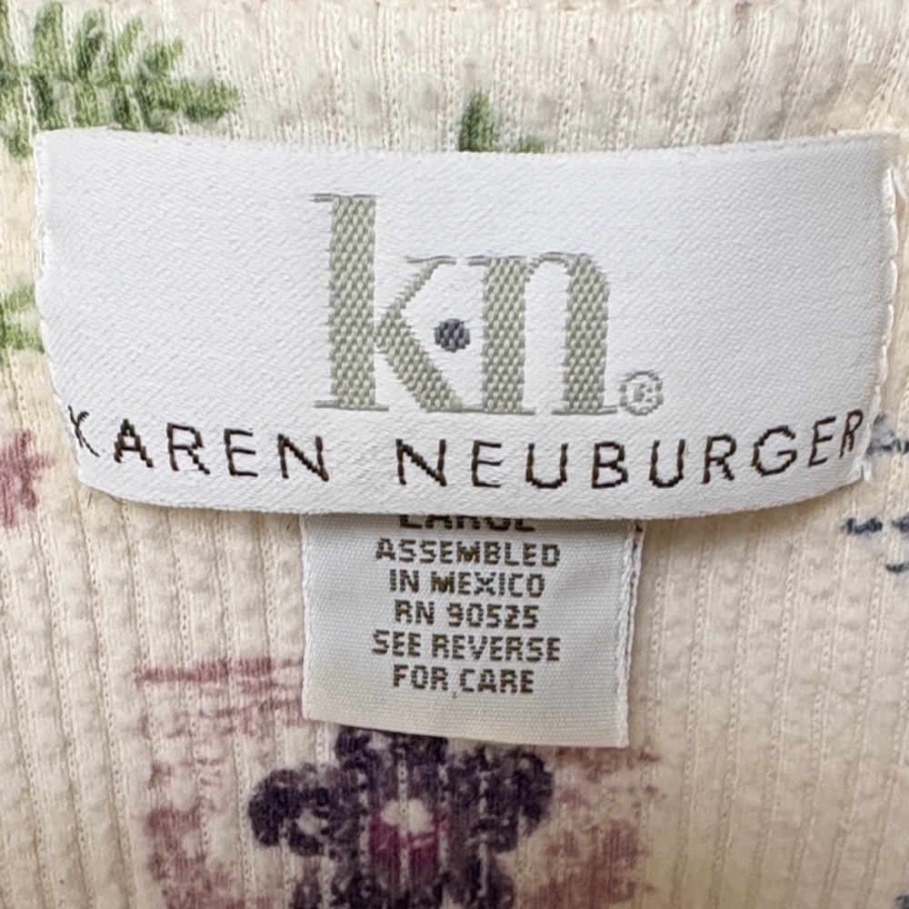 Karen Neuburger Floral Print Robe - Cream and Purple - Picture 2 of 4